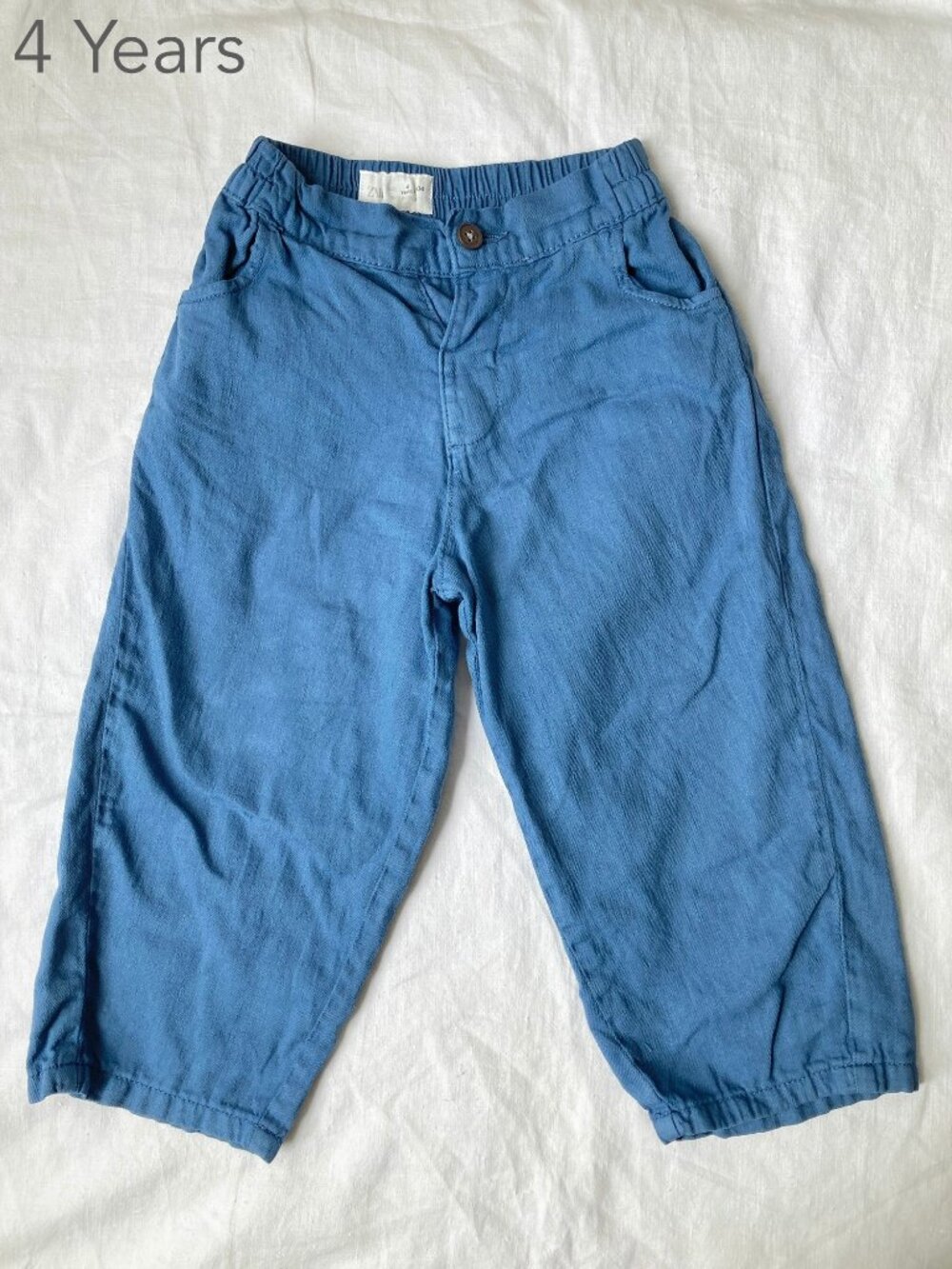 💙2/$25 Zara 4T Toddler Loose Fit Barrel Blue Pants Fall Colourful